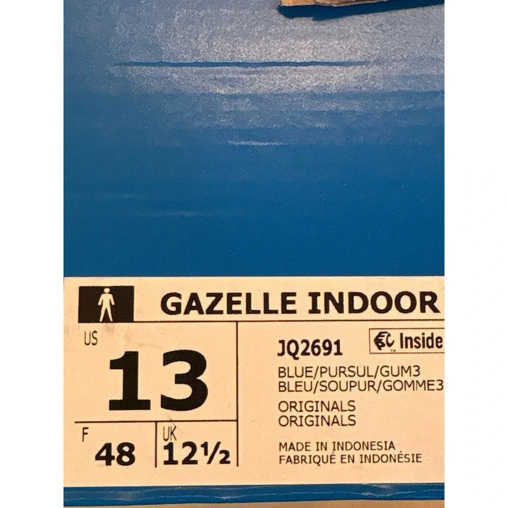 New Adidas Gazelle Indoor Blue Yellow Gum Sole Men's Size 13 Sneakers JQ2691